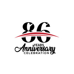 86th anniversary celebration design template for booklet with red and black colour , leaflet, magazine, brochure poster, web, invitation or greeting card. Vector illustration.
