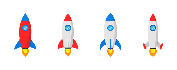 Rocket launch concept. Space rocket launch with fire.