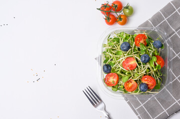 Salad on bowl , Healthy freshness vegetables and fruits on white background , Healthy eating concept