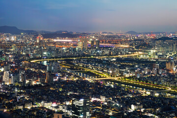 the night view of the city