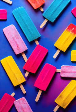 Colorful delicious popsicles 3d illustrated 
