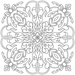 Hand drawing pattern for tile in black and white colors. Italian majolica style. Vector illustration for your design, textiles, posters