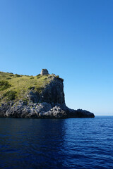 Naklejka premium Area Marina Protetta Costa degli Infreschi, gita in barca. Campania