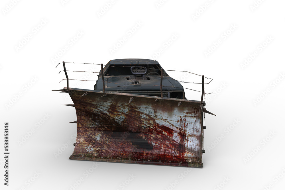 Poster 3D rendering of a post apocalyptic vehicle isolated on a transparent background.