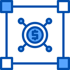 Blockchain blue outline icon