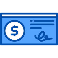 Cheque blue outline icon