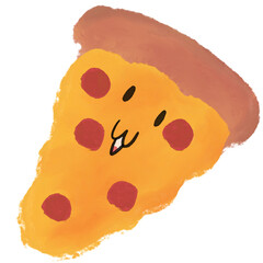 Smile Pizza Watercolor Hand Paint