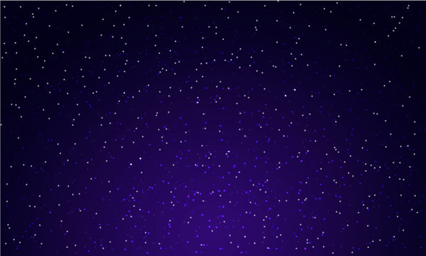 Night shining starry sky purple space background with stars cosmos vector