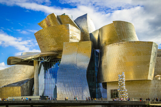 BILBAO, SPAIN - 28 September, 2022: Guggenheim Museum Bilbao is museum of modern and contemporary art, designed by Canadian-American architect Frank Gehry