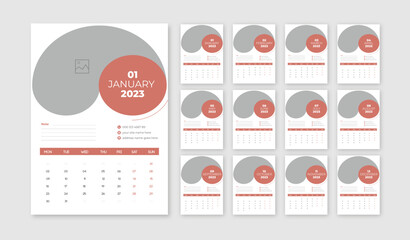 Calendar 2023 template, editable illustrator vector file, Business Calendar