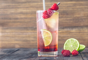 Raspberry lime rickey cocktail