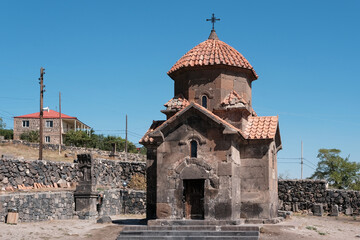 Karmravor Church (7th century) on sunny summer day. Ashtarak, Aragatsotn Province, Armenia.