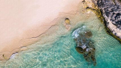 Beach drone top-down shoot. Cancun. Mexico