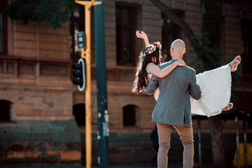 Married couple having fun in the city