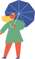 Rainy day. Person silhouette with umbrella