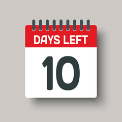 Countdown daily page calendar icon - 10 days left