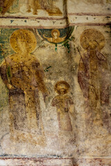 Ancient wall paintings on Sopocani monastery in Serbia