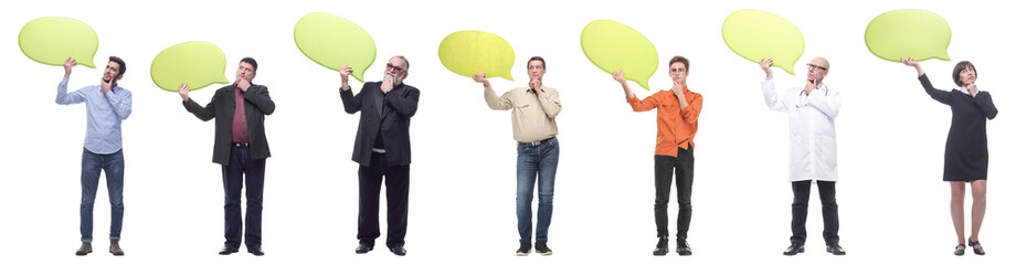 group of successful business people with comments