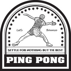 Vintage Art Table tennis Ping Pong ball badge sport sign icon logo vector illustration