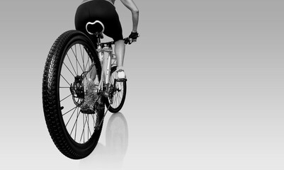 Naklejka premium Athlete female cyclists on cycle, sport concept