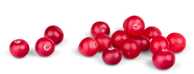 Red cranberries isolated on background