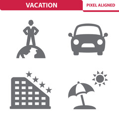 Vacation Icons. Travel, Tourism Vector Icon Set