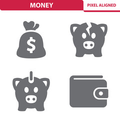 Money Icons. Finance, Savings Vector Icon Set