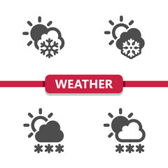 Weather Icons - Cloud, Sun, Day, Snowflake, Snow, Snowing