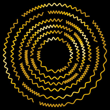 Golden medallion on a black background, golden spiral