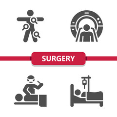 Surgery Icons. Surgeon, Operation, Healthcare vector icon set