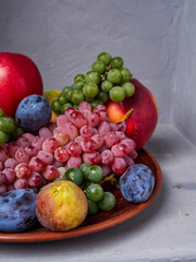 Beautiful still life with different varieties of fruit