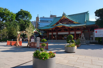 東京都千代田区 神田明神 6月、茅の輪が設置された境内