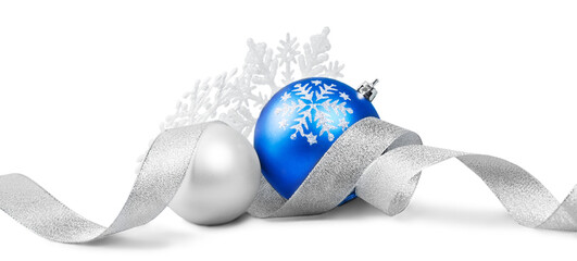 Holiday Christmas balls on white background