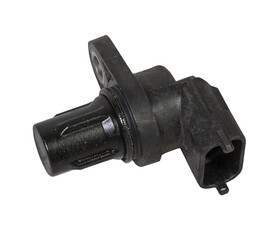 Electromagnetic crankshaft position sensor of a car engine in the hands of an auto mechanic. Spare...