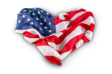 American flag in heart shape on background for edit your design.