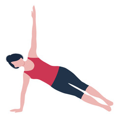 Woman doing yoga exercise isolated on white background