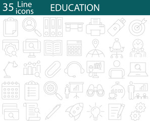 Fototapeta na wymiar Education. E-learning, online education elements. Education vector icons