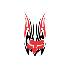 cat head vector on red and black tribal background