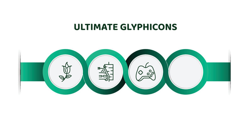 editable thin line icons with infographic template. infographic for ultimate glyphicons concept. included flower with leaves, groceries shop, car wash, game controller cross icons.