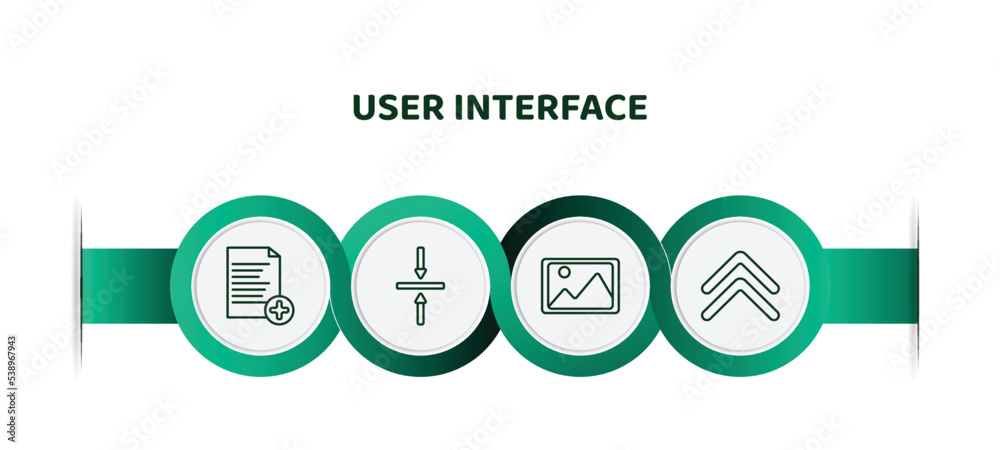 Wall mural editable thin line icons with infographic template. infographic for user interface concept. included add new document, vertical align, insert picture, up chevron icons.