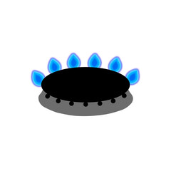 Gas stove with blue flames.