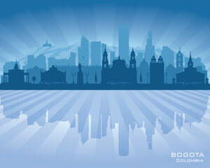 Bogota Colombia city skyline vector silhouette