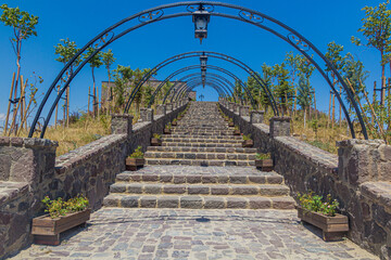 Stairway to Ahmed El-Hani Museum near Dogubeyazit, Turkey