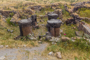 Column ruins in the ancient city Ani, Turkey