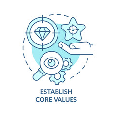Establish core values turquoise concept icon. Business transparency morale abstract idea thin line illustration. Isolated outline drawing