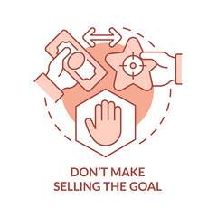 Dont make selling goal terracotta concept icon. Company core values providing abstract idea thin line illustration. Isolated outline drawing