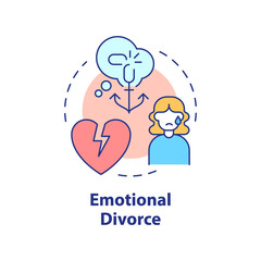 Emotional divorce concept icon. Painful marriage breakdown. Separation abstract idea thin line illustration. Isolated outline drawing