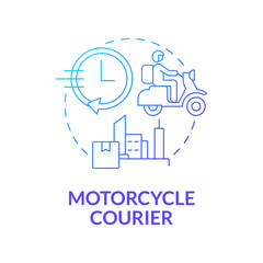 Motorcycle courier blue gradient concept icon. Transport for delivery business abstract idea thin line illustration. Isolated outline drawing