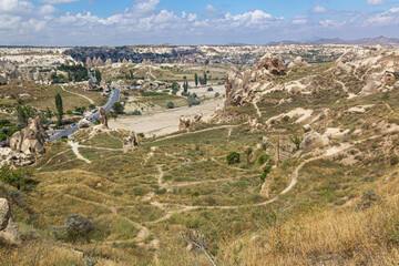 Fototapeta na wymiar View of landscape near Goreme town in Cappadocia, Turkey
