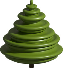 Christmas tree holiday decoration. 3D rendering abstract fir for new year celebration.